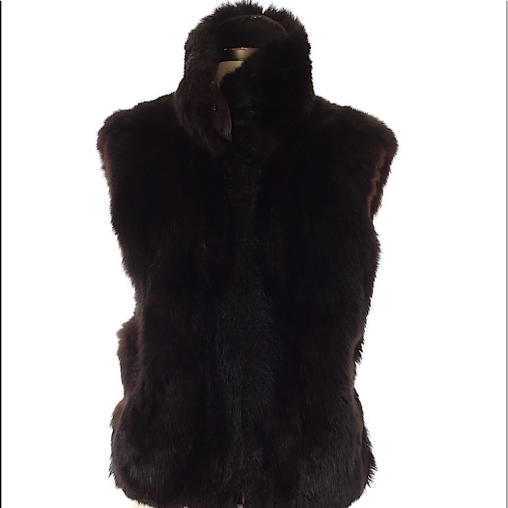 Marc by Andrew Marc Fur Leather Bomber Vest Size Medium